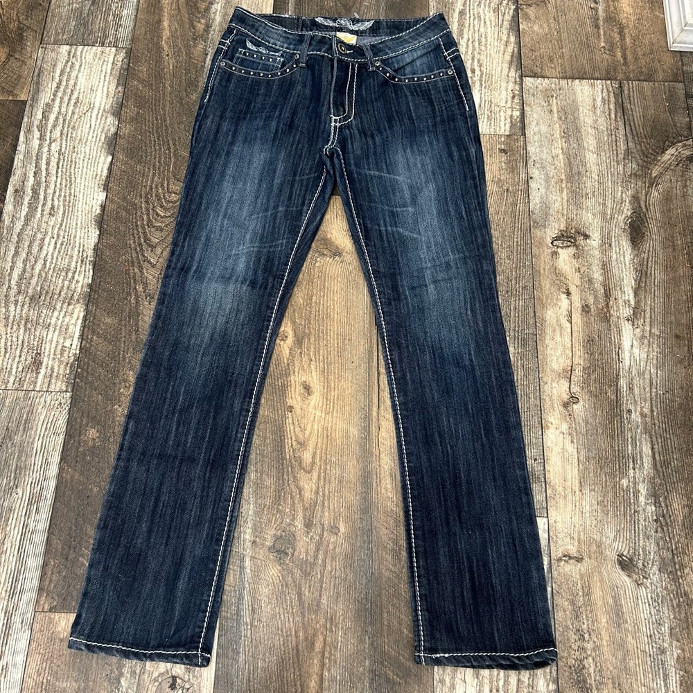 Angevil Embellished Wing Pattern
Slim Straight Leg Blue Denim
Jeans Size 6